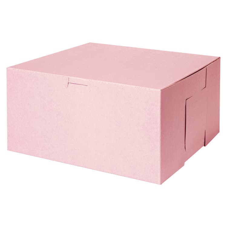SOUTHERN CHAMPION TRAY Pink One-Piece Non-Window Bakery Box, 10 x 10 x 5, Pink, Paper, 100/Carton (SCH0878)