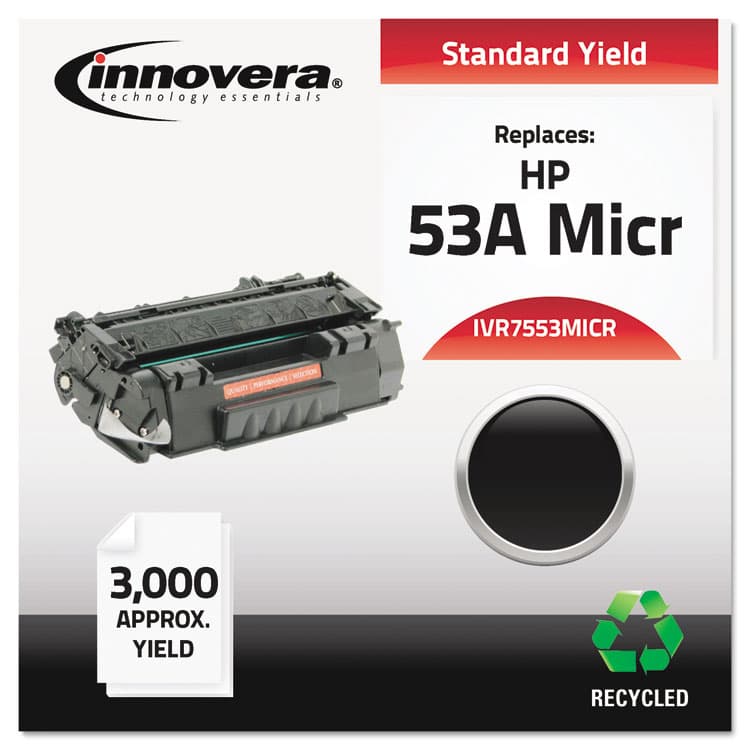 INNOVERA Remanufactured Black MICR Toner, Replacement for 53AM (Q7553AM), 3,000 Page-Yield (IVR7553MICR) thumbnail 2