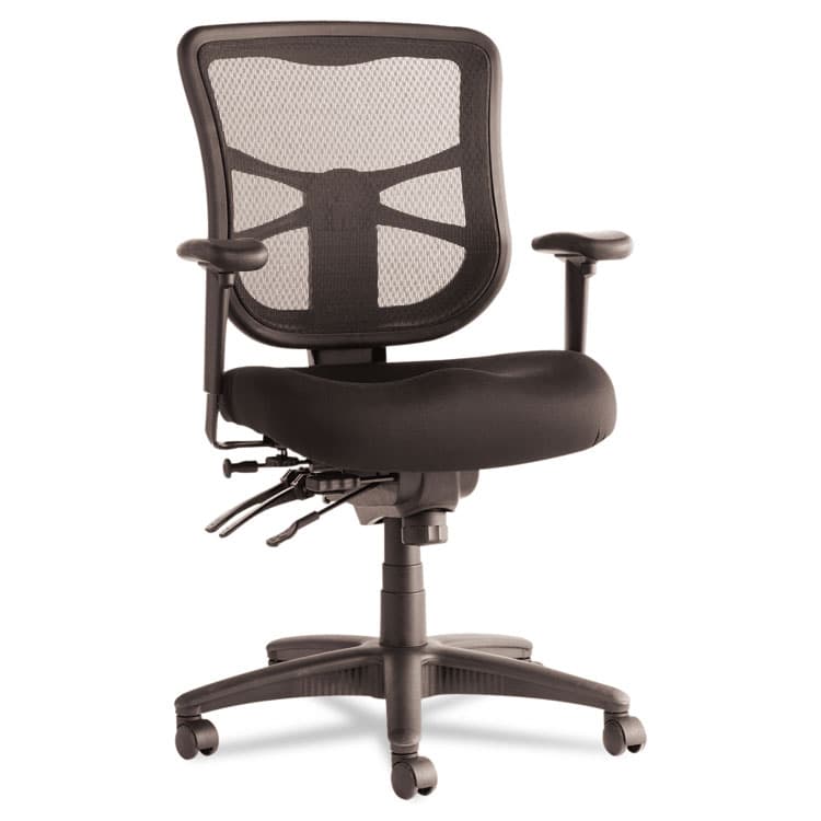 ALERA Alera Elusion Series Mesh Mid-Back Multifunction Chair, Prem Fabric, Supports Up to 275 lb, 17.7" to 21.4" Seat Height, Black (ALEEL42ME10B)