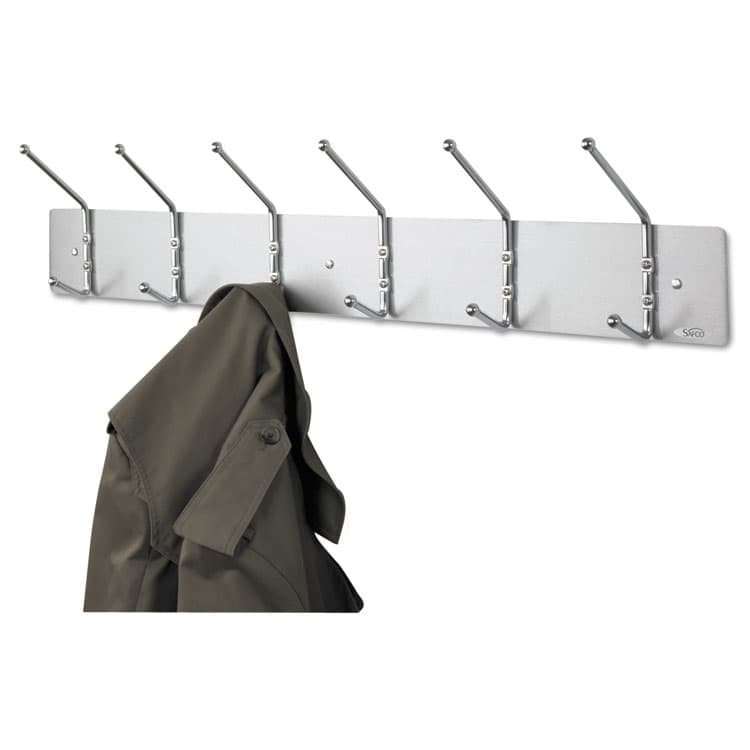 SAFCO PRODUCTS Metal Wall Rack, Six Ball-Tipped Double-Hooks, Metal, 36w x 3.75d x 7h, Satin (SAF4162) thumbnail 2