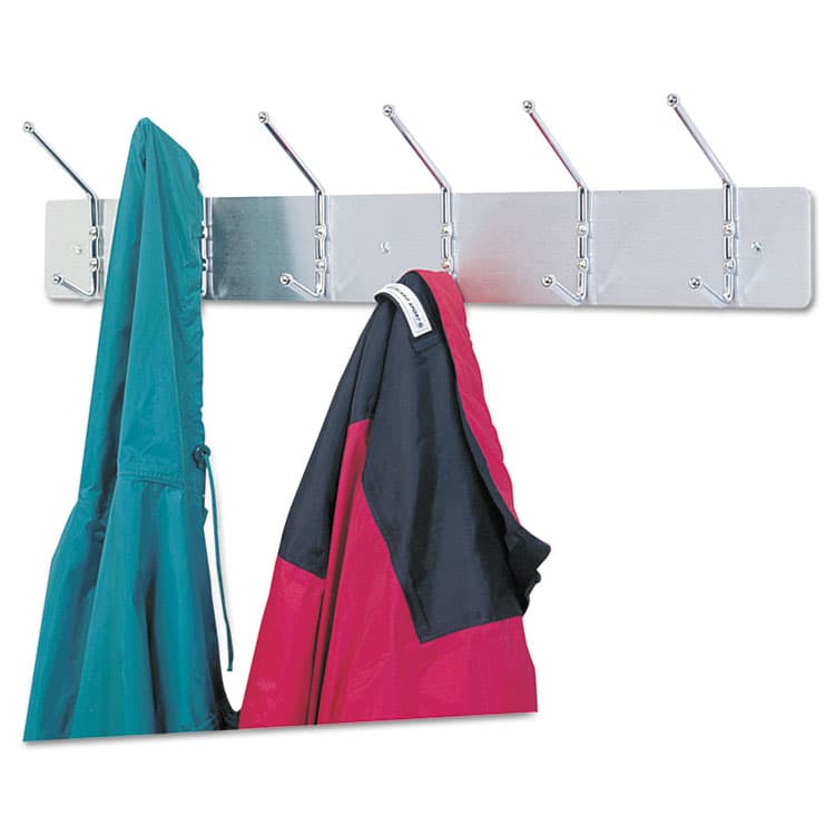 SAFCO PRODUCTS Metal Wall Rack, Six Ball-Tipped Double-Hooks, Metal, 36w x 3.75d x 7h, Satin (SAF4162) thumbnail 3