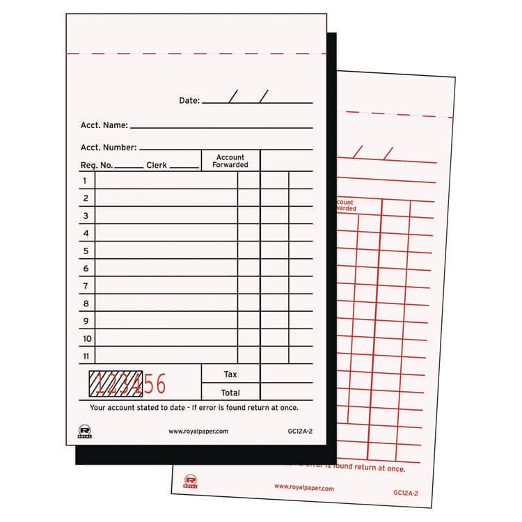 AMERCAREROYAL Sales Receipt Book, Two-Part Carbon, 3.25 x 5.6, 50 Forms/Pad, 100 Pads/Carton (RPPGC12A2)
