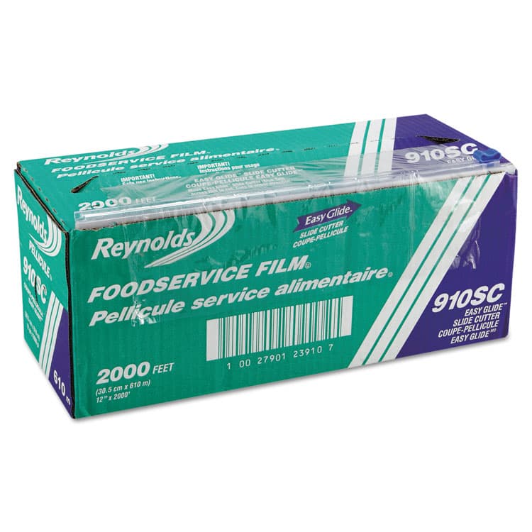 REYNOLDS FOOD PACKAGING PVC Food Wrap Film Roll in Easy Glide Cutter Box, 12" x 2,000 ft (RFP910SC)