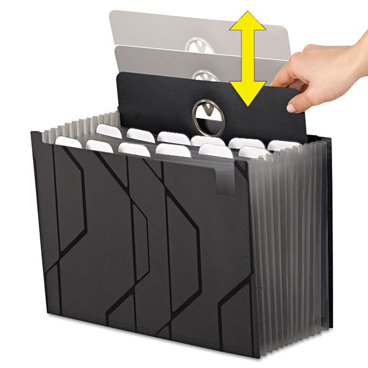 TOPS BUSINESS FORMS Sliding Cover Expanding File, 4" Expansion, 13 Sections, Cord/Hook Closure, 1/6-Cut Tabs, Letter Size, Black (PFX02327) thumbnail 4