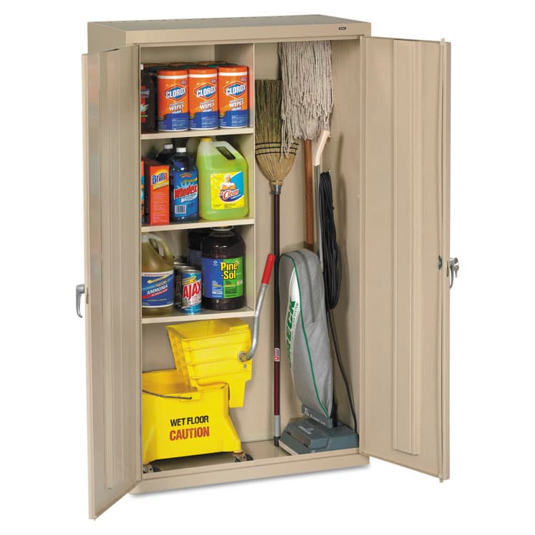 TENNSCO Janitorial Cabinet, 36w x 18d x 64h, Putty (TNNJAN6618DHPY)