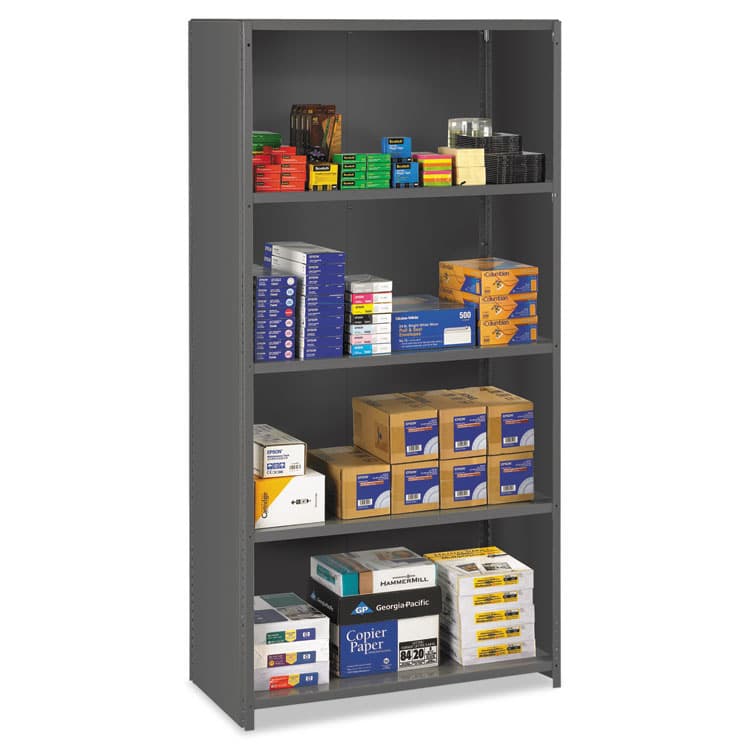 TENNSCO Closed Commercial Steel Shelving, Five-Shelf, 36w x 18d x 75h, Medium Gray (TNNESPC1836MGY)