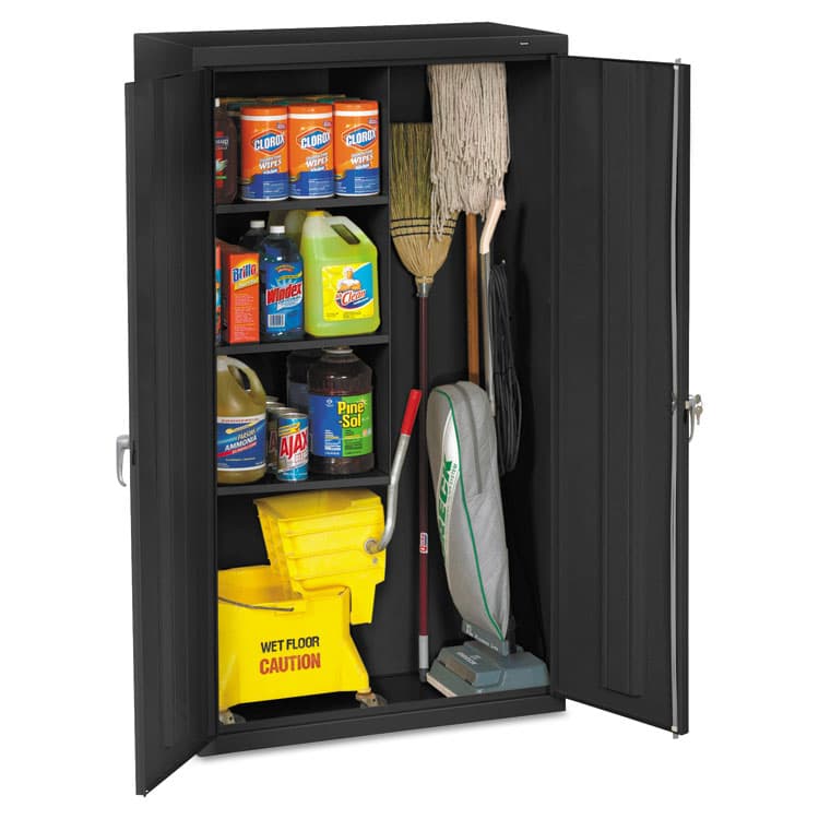 TENNSCO Janitorial Cabinet, 36w x 18d x 64h, Black (TNNJAN6618DHBK)