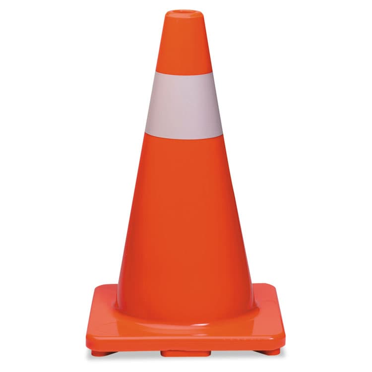 TATCO Traffic Cone, 10 x 10 x 18, Orange/Silver (TCO25500)