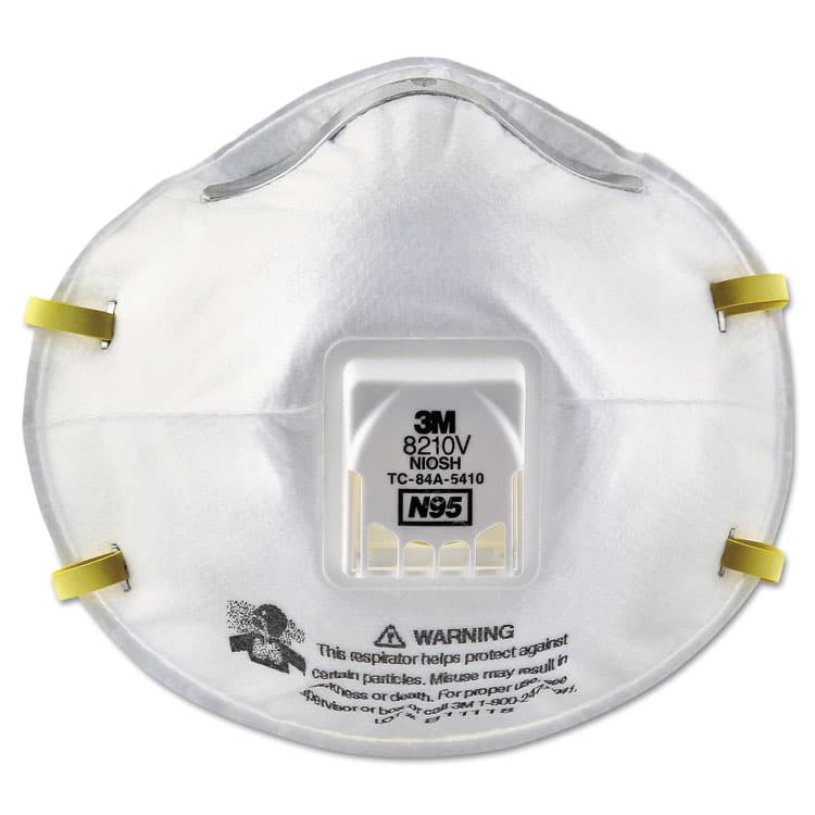 3M/COMMERCIAL TAPE DIV. Particulate Respirator 8210V, N95, Cool Flow Valve, Standard Size, 10/Box (MMM8210V)