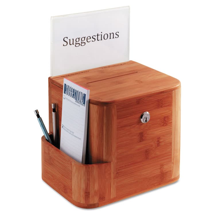 SAFCO PRODUCTS Bamboo Suggestion Boxes, 10 x 8 x 14, Cherry (SAF4237CY)
