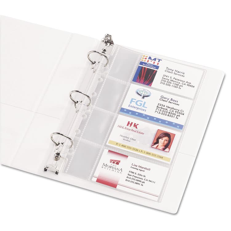 AVERY PRODUCTS CORPORATION Business Card Binder Pages, For 2 x 3.5 Cards, Clear, 8 Cards/Sheet, 5 Pages/Pack (AVE76025) thumbnail 4