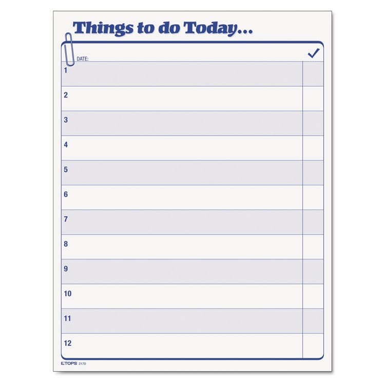 TOPS BUSINESS FORMS "Things To Do Today" Daily Agenda Pad, One-Part (No Copies), 8.5 x 11, 100 Forms Total (TOP2170)