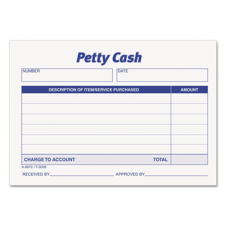 TOPS BUSINESS FORMS Petty Cash Slips, One-Part (No Copies), 5 x 3.5, 50 Forms/Pad, 12 Pads/Pack (TOP3008)