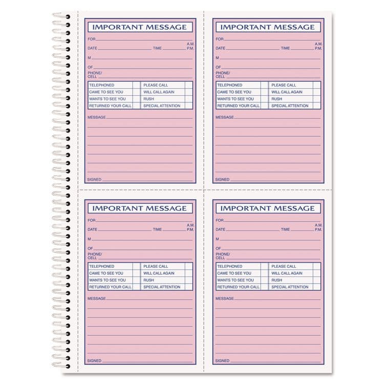TOPS BUSINESS FORMS Telephone Message Book with Fax/Mobile Section, Two-Part Carbonless, 3.88 x 5.5, 4 Forms/Sheet, 200 Forms Total (TOP4005)