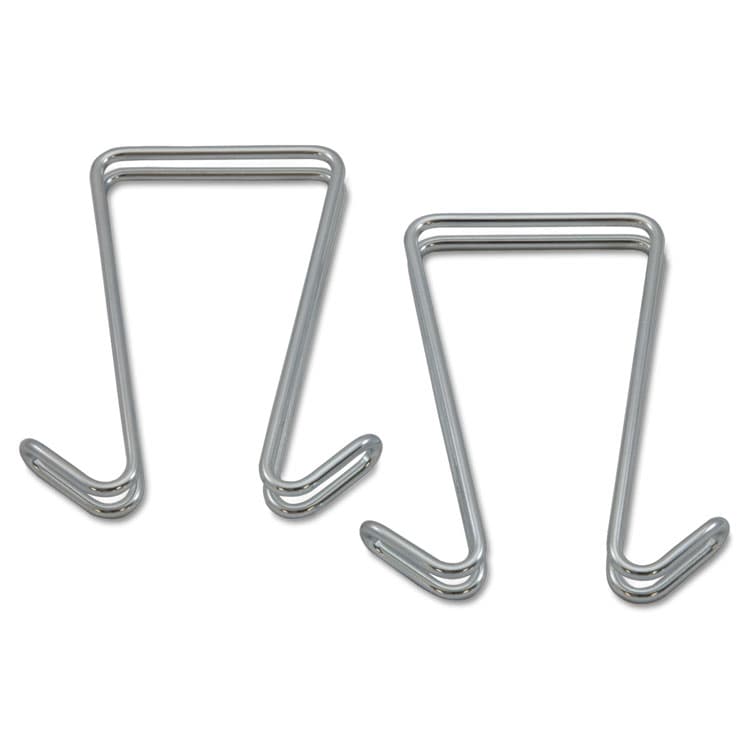 ALERA Double Sided Partition Garment Hook, Steel, 0.5 x 3.38 x 4.75, Over-the-Door/Over-the-Panel Mount, Silver, 2/Pack (ALECH2SR)