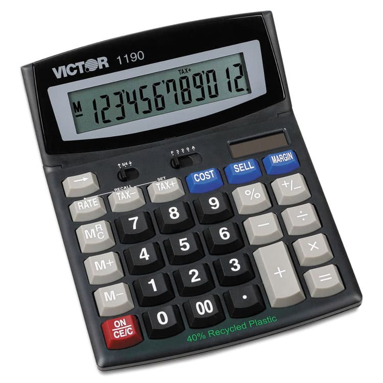 VICTOR TECHNOLOGY LLC 1190 Executive Desktop Calculator, 12-Digit LCD (VCT1190)