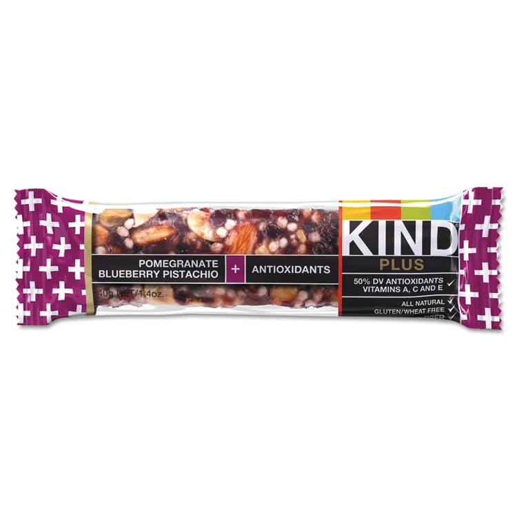 KIND LLC Plus Nutrition Boost Bar, Pom. Blueberry Pistachio/Antioxidants, 1.4 oz, 12/Box (KND17221)