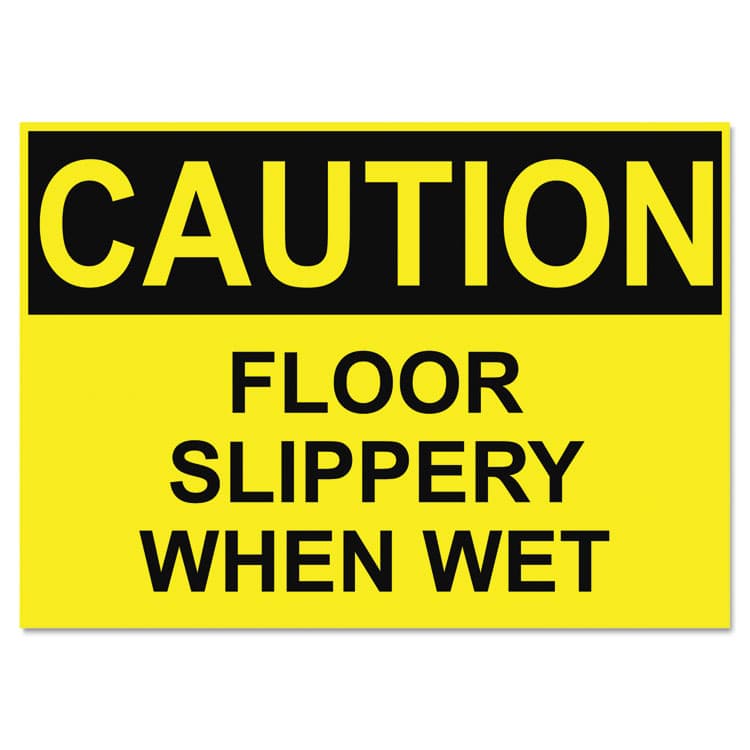 U. S. STAMP & SIGN OSHA Safety Signs, CAUTION SLIPPERY WHEN WET, Yellow/Black, 10 x 14 (USS5494)
