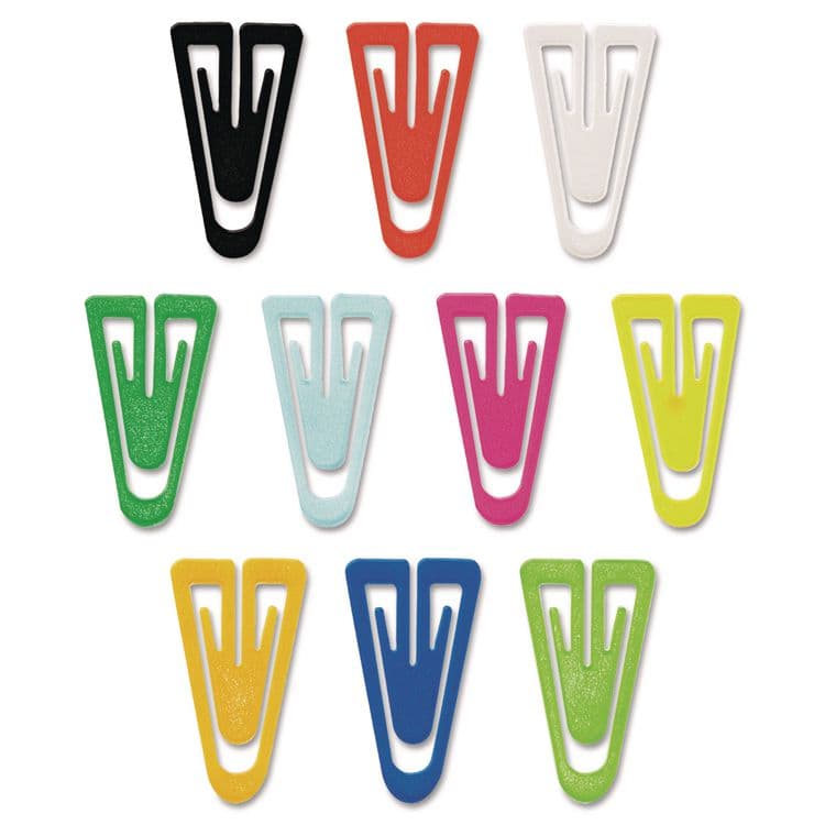 ADVANTUS CORPORATION Plastic Paper Clips, Large, Smooth, Assorted Colors, 200/Box (GEMPC0600)