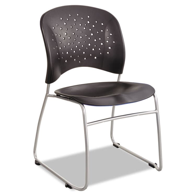 SAFCO PRODUCTS Reve Guest Chair with Sled Base, 19.75" x 23.5" x 33.5", Black Seat, Black Back, Silver Base, 2/Carton (SAF6804BL)
