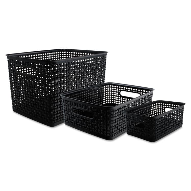 ADVANTUS CORPORATION Weave Bins, 13.63 x 10.75 x 9, Black, 3/Pack (AVT40329)