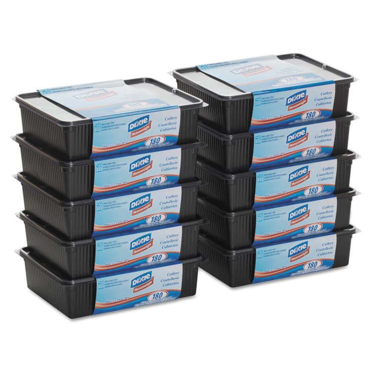 DIXIE FOOD SERVICE Cutlery Keeper Tray with Clear Plastic Utensils, Heavyweight, Fork/Knife/Spoon, Plastic, Crystal Clear, 1,800/Carton (DXECH0180DX7CT) thumbnail 4