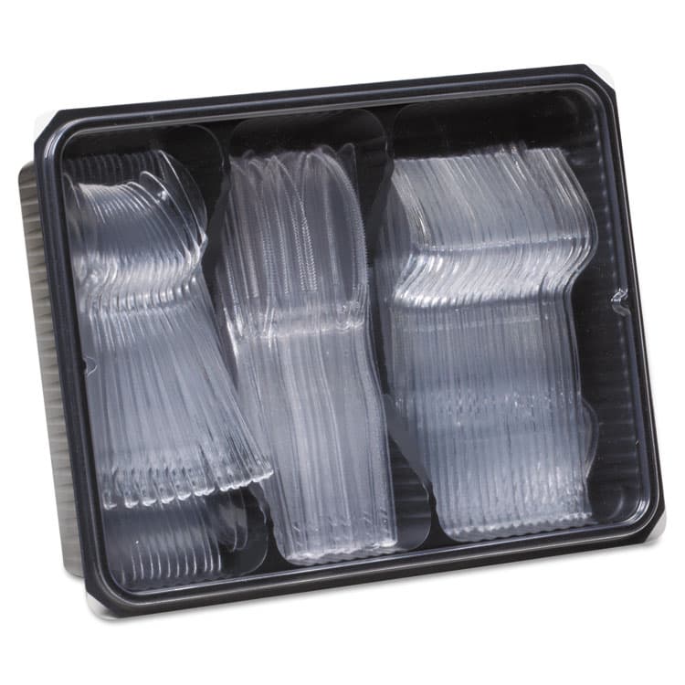 DIXIE FOOD SERVICE Cutlery Keeper Tray with Clear Plastic Utensils, Heavyweight, Fork/Knife/Spoon, Plastic, Crystal Clear, 1,800/Carton (DXECH0180DX7CT) thumbnail 3
