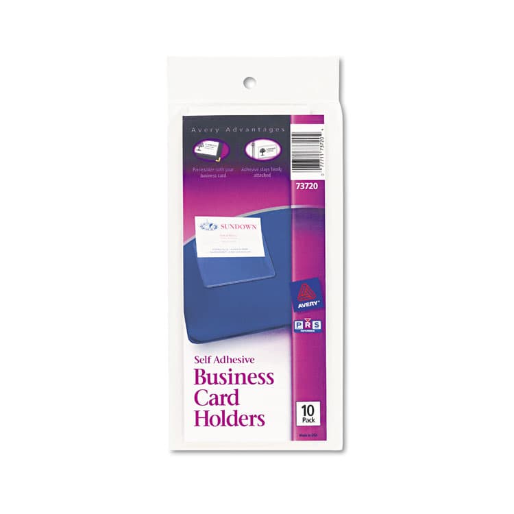 AVERY PRODUCTS CORPORATION Self-Adhesive Top-Load Business Card Holders, Top Load, 3.5 x 2, Clear, 10/Pack (AVE73720)