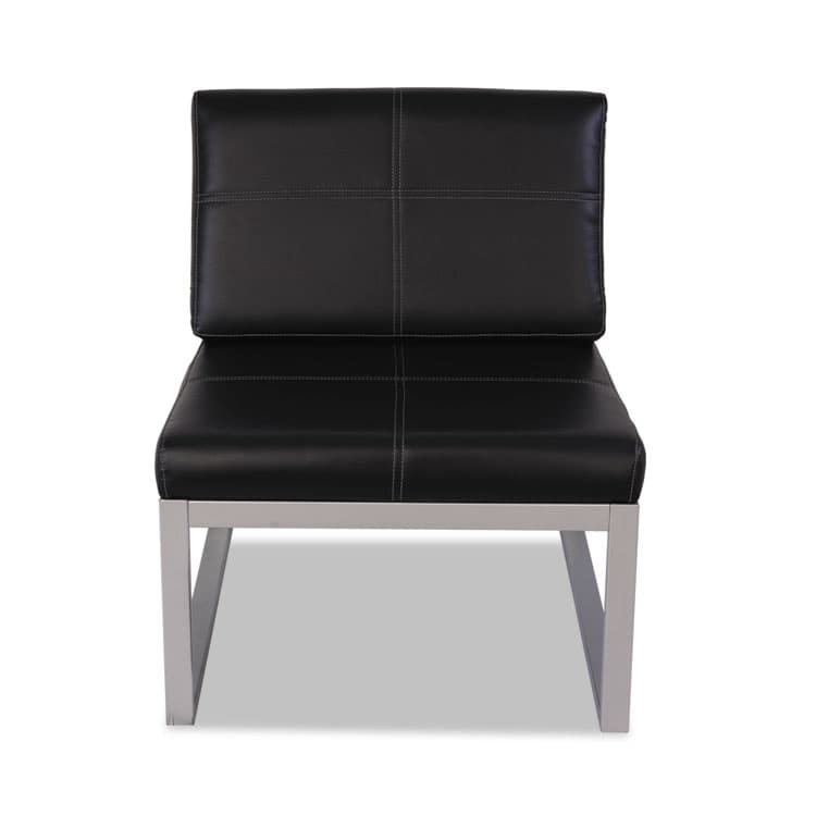 ALERA Alera Ispara Series Armless Chair, 26.57" x 30.71" x 31.1", Black Seat, Black Back, Silver Base (ALERL8319CS) thumbnail 3