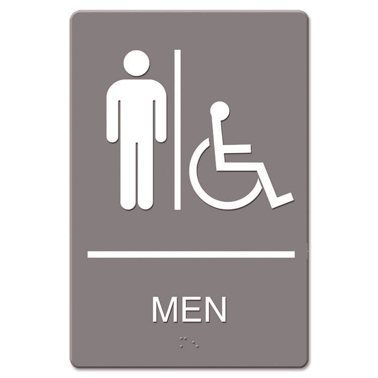 U. S. STAMP & SIGN ADA Sign, Men Restroom Wheelchair Accessible Symbol, Molded Plastic, 6 x 9, Gray (USS4815)