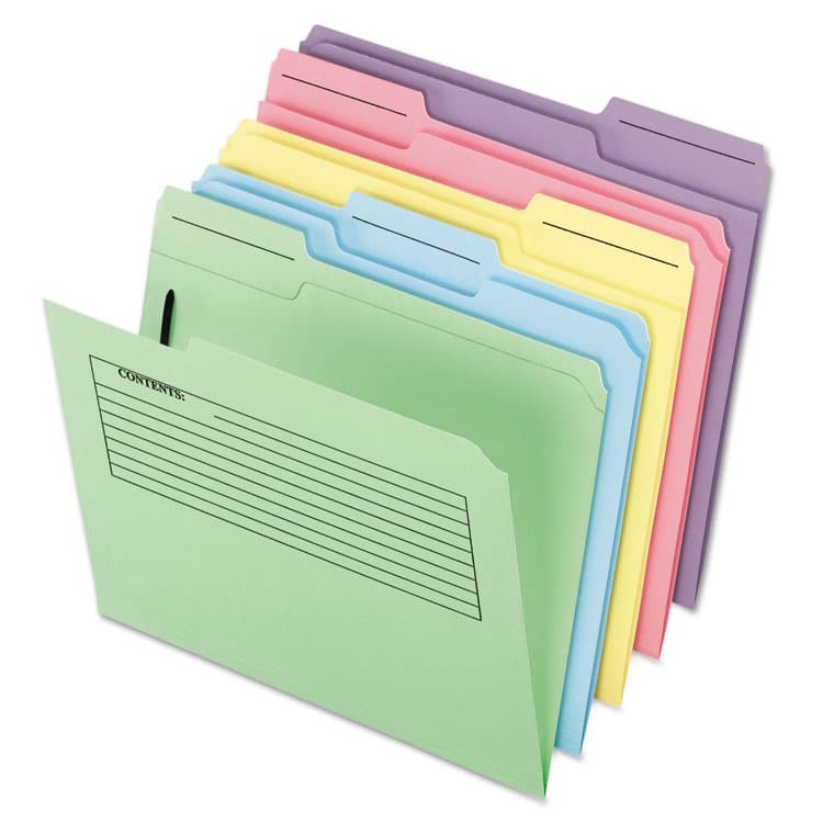 TOPS BUSINESS FORMS Printed Notes Fastener Folder, 1/3-Cut Tab: Assorted, 1 Fastener, Letter Size, Assorted, 30/Pack (PFX45270)