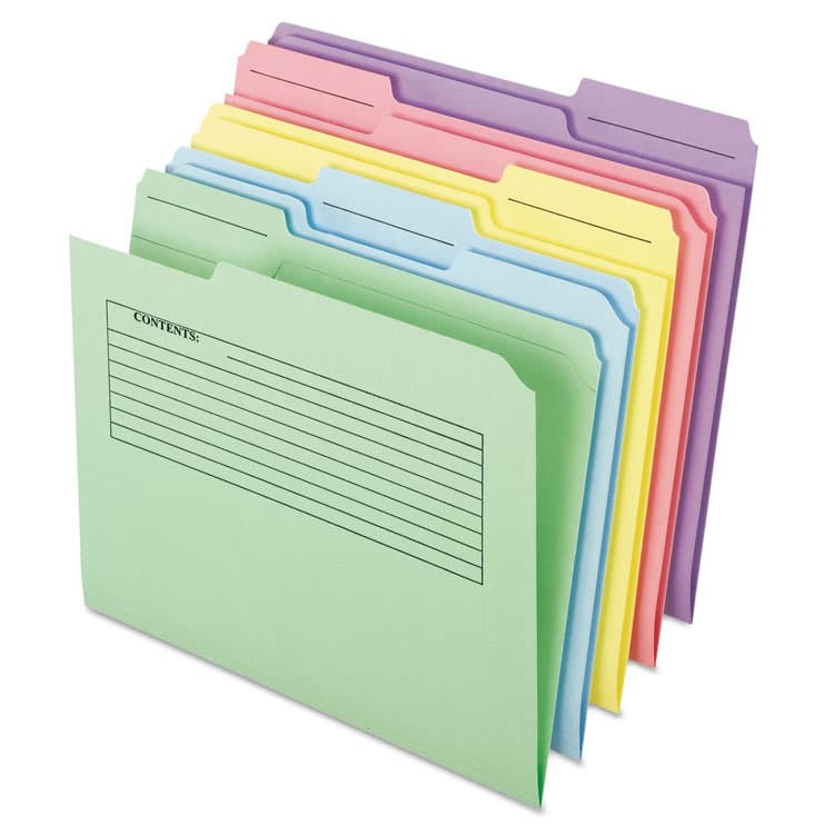 TOPS BUSINESS FORMS Printed Notes Folder, 1/3-Cut Tabs: Assorted, Letter Size, Assorted Colors, 30/Pack (PFX45269)