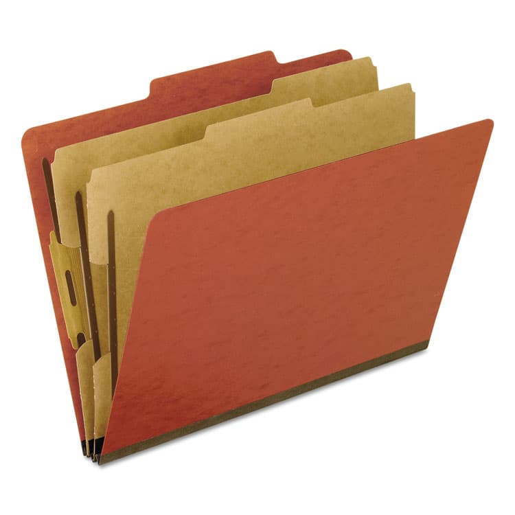 TOPS BUSINESS FORMS Six-Section Pressboard Classification Folders, Expands 2", 2 Dividers, 6 Bonded Fasteners, Letter Size, Red, 10/Box (PFX1257R)