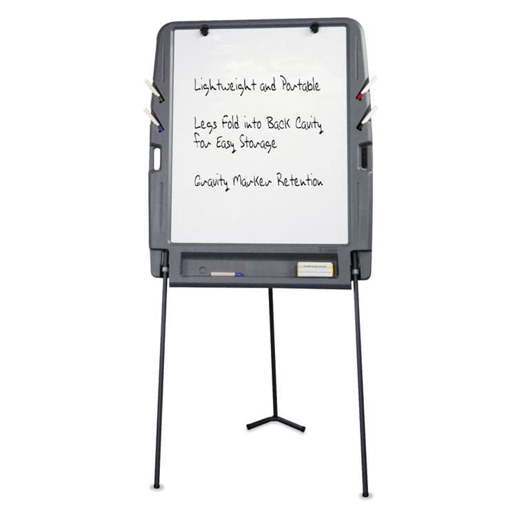 ICEBERG ENTERPRISES Ingenuity Portable Flipchart Easel with Dry Erase Surface, 35" x 30", White Surface, Charcoal Gray Polyethylene Frame (ICE30227) thumbnail 2