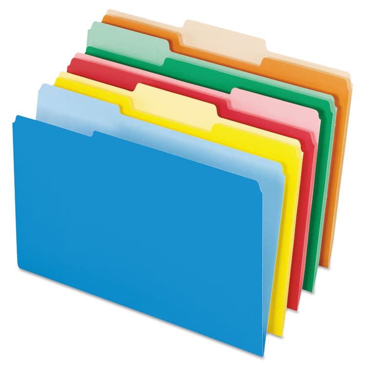 TOPS BUSINESS FORMS Interior File Folders, 1/3-Cut Tabs: Assorted, Legal Size, Assorted Colors, 100/Box (PFX435013ASST)