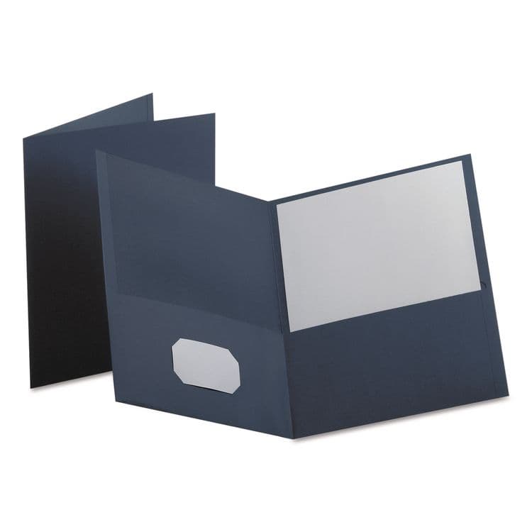 TOPS BUSINESS FORMS Twin-Pocket Folder, Accommodates (100) 11 x 8.5 Sheets, Dark Blue, 25/Box (OXF57538)