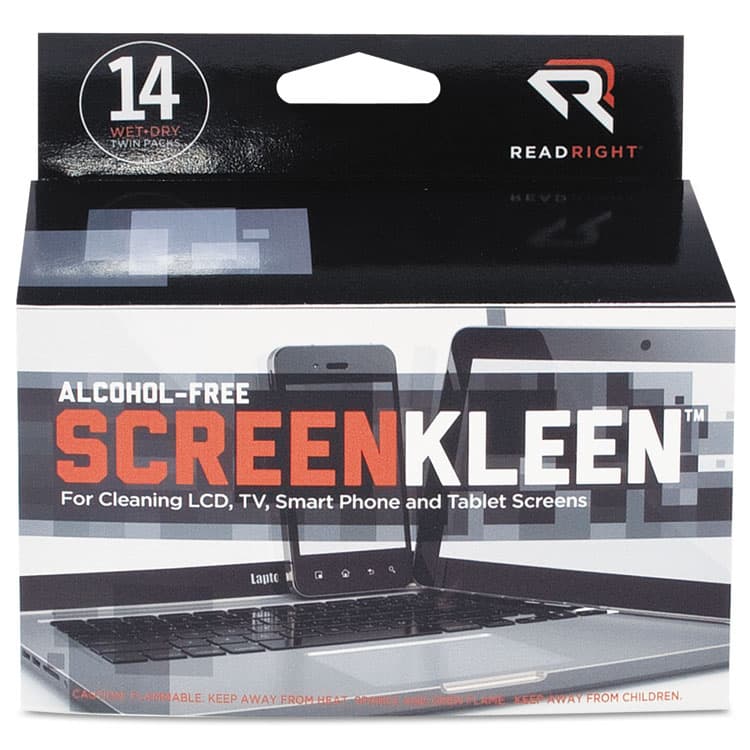 READ/RIGHT ScreenKleen Alcohol-Free Wipes, Cloth, 5 x 5, Unscented, 14/Box (REARR1291) thumbnail 2