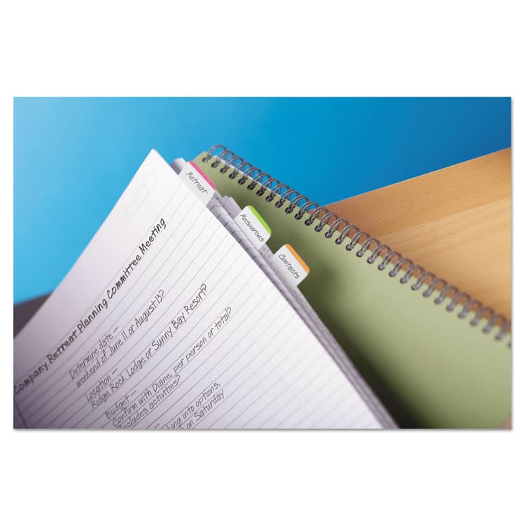 3M/COMMERCIAL TAPE DIV. 1" Lined Tabs, 1/5-Cut, Assorted Bright Colors, 1" Wide, 66/Pack (MMM686LPGO) thumbnail 3