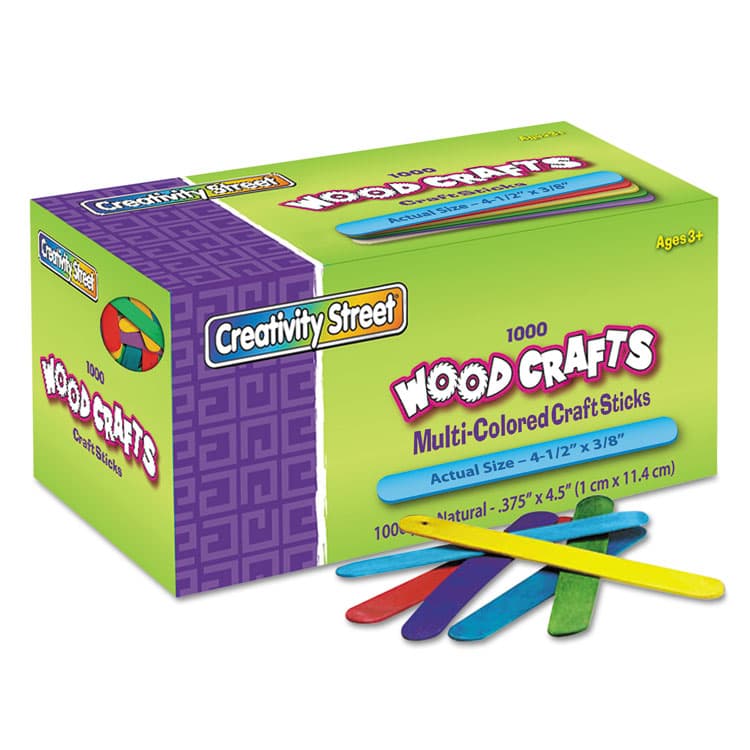 PACON CORPORATION Colored Wood Craft Sticks, 4.5 x 0.38, 1,000/Box (CKC377502)