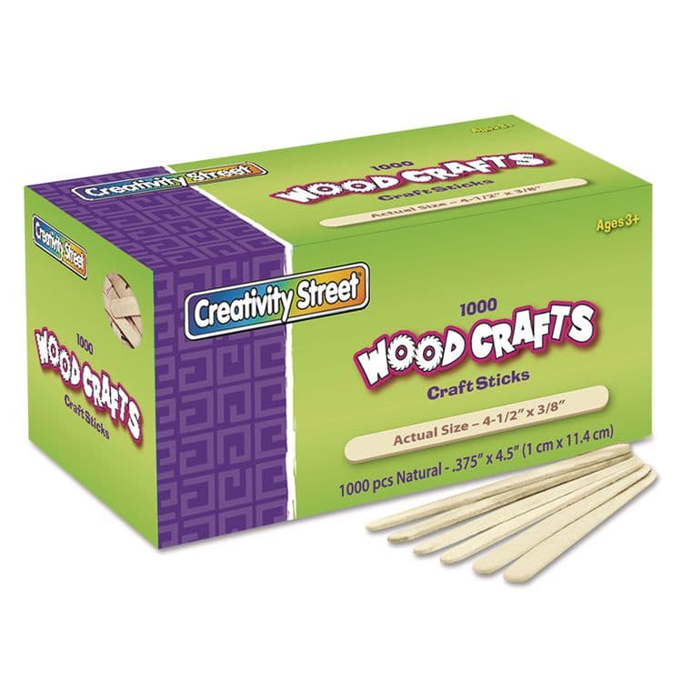 PACON CORPORATION Natural Wood Craft Sticks, 4.5 x 0.38, 1,000/Box (CKC377501)
