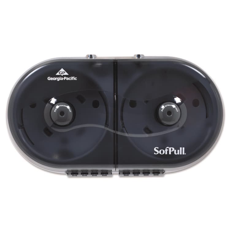 GEORGIA PACIFIC SofPull Mini Center-Pull Twin-Roll Bath Tissue Dispenser, 16.38 x 7.2 x 9.3, Smoke (GPC56516)