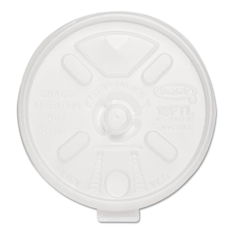 DART Lift n' Lock Plastic Hot Cup Lids, With Straw Slot, Fits 10 oz to 14 oz Hot Cups, Translucent, 100/Sleeve, 10 Sleeves/Carton (DCC12FTLS)