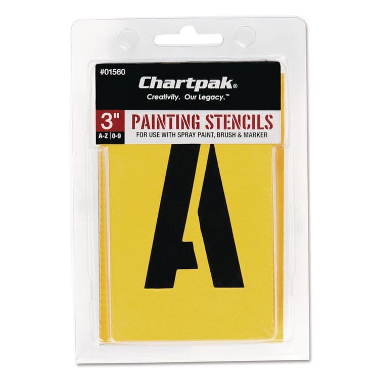 CHARTPAK/PICKETT Professionial Lettering Stencils, Painting Stencil Set, A-Z Set/0-9, 3", Manila, 35/Set (CHA01560)