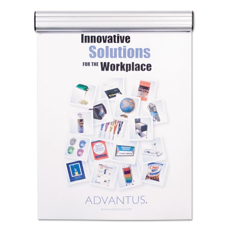 ADVANTUS CORPORATION Grip-A-Strip Display Rails, 1.5" x 9", Satin Aluminum (AVT1500) thumbnail 2