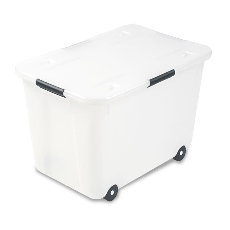 ADVANTUS CORPORATION Rolling 15-Gal. Storage Box, Letter/Legal Files, 23.75" x 15.75" x 15.75", Clear (AVT34009)