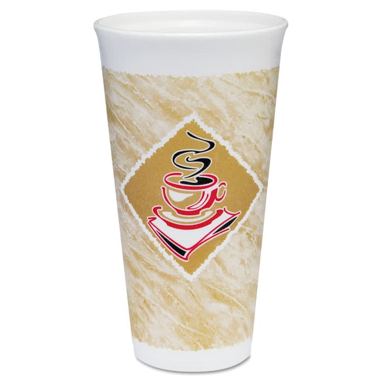DART Cafe G Foam Hot/Cold Cups, 20 oz, Brown/Red/White, 500/Carton (DCC20X16G)