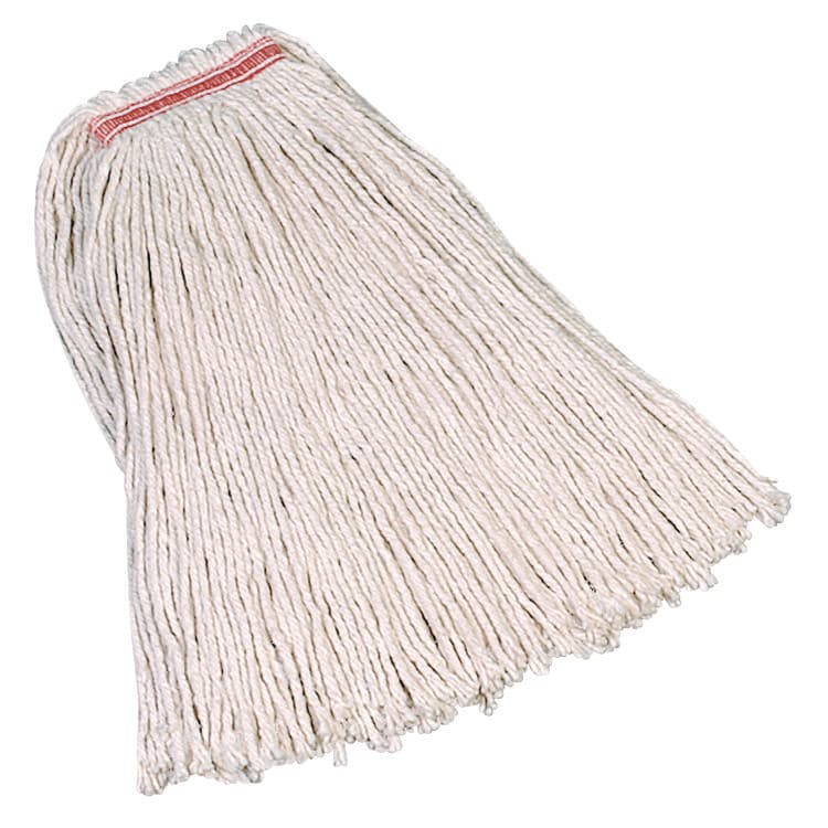 RUBBERMAID COMMERCIAL PROD. Non-Launderable Premium Cut-End Cotton Mop, White, 20 oz, 1" Orange Headband (RCPF11712)