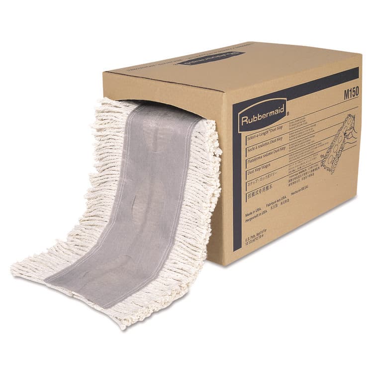 RUBBERMAID COMMERCIAL PROD. Cut To Length Dust Mops, Cotton, White, Cut-End, 5 x 40 Ft, 1 Box (RCPM150)