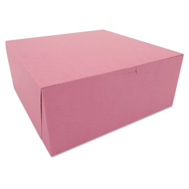 SOUTHERN CHAMPION TRAY Pink One-Piece Non-Window Bakery Box, 12 x 12 x 5, Pink, Paper, 100/Carton (SCH0887)