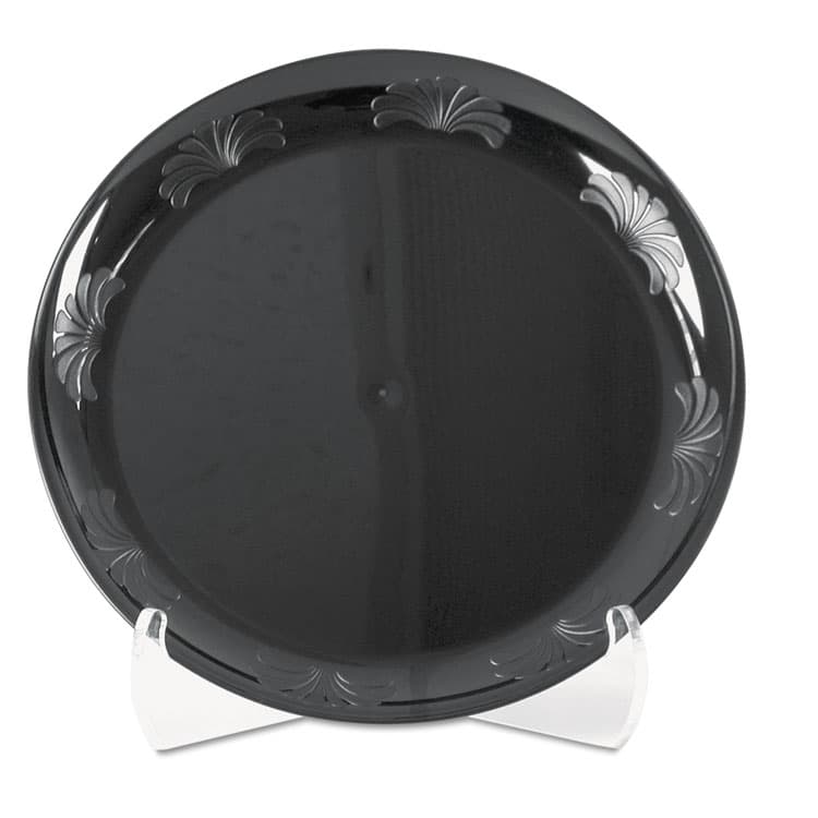 WNA, . Designerware Plastic Dinnerware, Plates, 10.25" dia, Black, 10/Pack, 18 Packs/Carton (WNADWP10144BK)